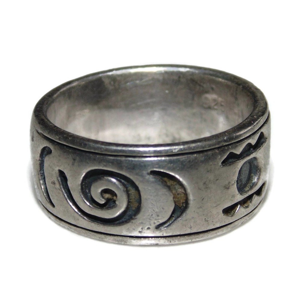 925 Vintage Estate Sterling Silver Ring Band Men Wide Cigar Rocker Biker Sz 8.5